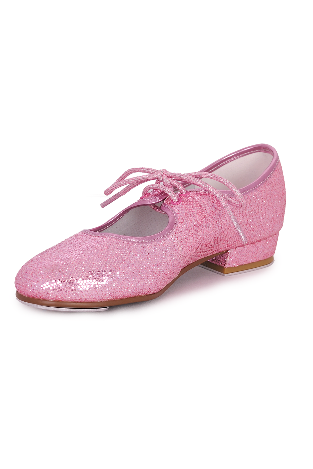 Sparkling Pink Hologram Tap Shoes from Roch Valley | Low Heel Tap Shoes ...