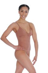 Capezio Plunge Neck Mesh Midriff Leotard