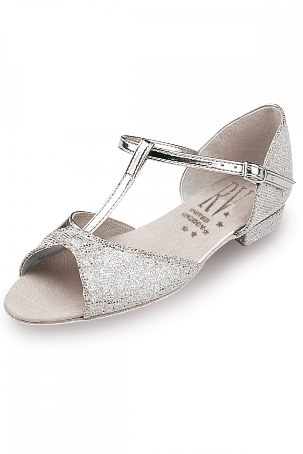 Silver dance shoes low heel on sale